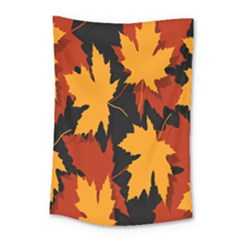Dried Leaves Yellow Orange Piss Small Tapestry