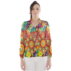 Colorful Abstract Flower Floral Sunflower Rose Star Rainbow Wind Breaker (women) by Alisyart