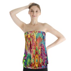 Colorful Abstract Flower Floral Sunflower Rose Star Rainbow Strapless Top by Alisyart