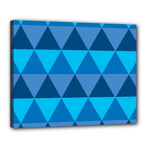 Geometric Chevron Blue Triangle Canvas 20  X 16 