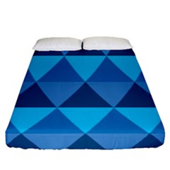 Geometric Chevron Blue Triangle Fitted Sheet (queen Size) by Alisyart