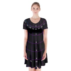 Formula Number Line Purple Natural Short Sleeve V-neck Flare Dress