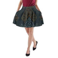 Geometric Triangle Grey Gold A-line Pocket Skirt by Alisyart