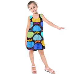 Fruit Apples Color Rainbow Green Blue Yellow Orange Kids  Sleeveless Dress by Alisyart