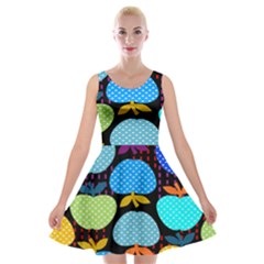 Fruit Apples Color Rainbow Green Blue Yellow Orange Velvet Skater Dress