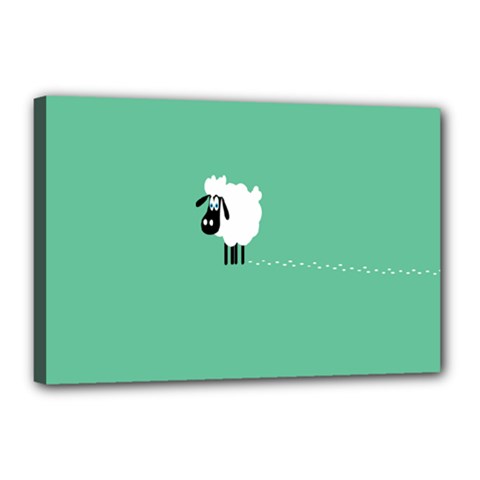 Goat Sheep Green White Animals Canvas 18  X 12 