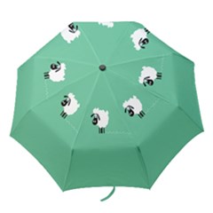 Goat Sheep Green White Animals Folding Umbrellas by Alisyart