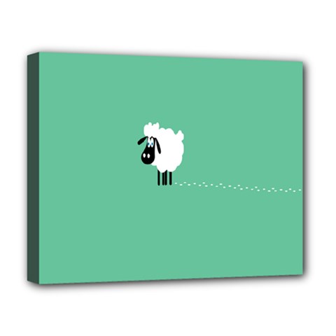 Goat Sheep Green White Animals Deluxe Canvas 20  X 16  