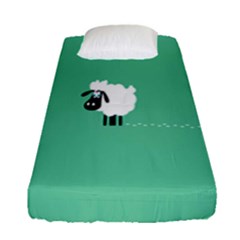 Goat Sheep Green White Animals Fitted Sheet (single Size) by Alisyart