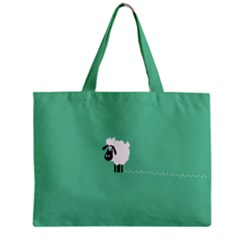 Goat Sheep Green White Animals Zipper Mini Tote Bag