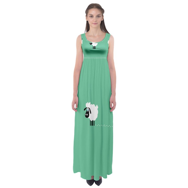 Goat Sheep Green White Animals Empire Waist Maxi Dress