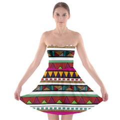 Woven Fabric Triangle Color Rainbow Chevron Wave Jpeg Strapless Bra Top Dress