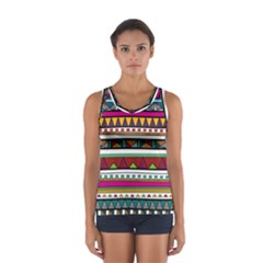 Woven Fabric Triangle Color Rainbow Chevron Wave Jpeg Women s Sport Tank Top  by Alisyart