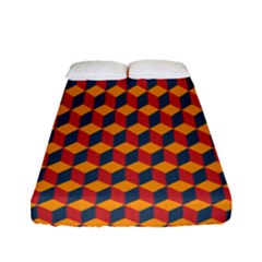 Geometric Plaid Red Orange Fitted Sheet (full/ Double Size)