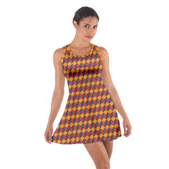 Geometric Plaid Red Orange Cotton Racerback Dress