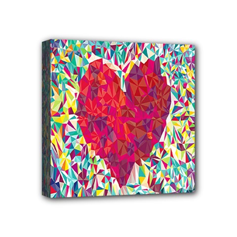 Geometric Heart Diamonds Love Valentine Triangle Color Mini Canvas 4  X 4 