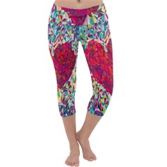 Geometric Heart Diamonds Love Valentine Triangle Color Capri Yoga Leggings by Alisyart