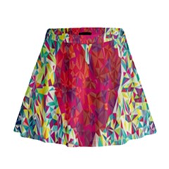 Geometric Heart Diamonds Love Valentine Triangle Color Mini Flare Skirt by Alisyart