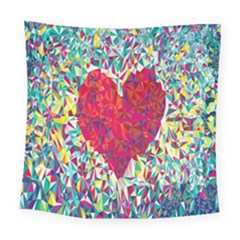 Geometric Heart Diamonds Love Valentine Triangle Color Square Tapestry (large)