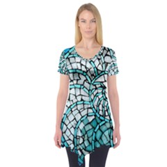 Glass Mosaics Blue Green Short Sleeve Tunic 