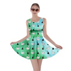 Goose Swan Hook Blue Green Skater Dress by Alisyart