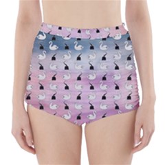 Goose Swan Hook Purple High-waisted Bikini Bottoms by Alisyart