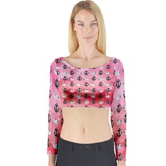 Goose Swan Anchor Pink Long Sleeve Crop Top by Alisyart