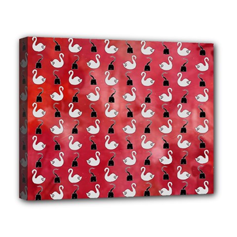 Goose Swan Hook Red Deluxe Canvas 20  X 16   by Alisyart