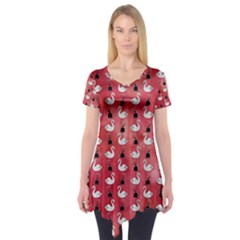 Goose Swan Hook Red Short Sleeve Tunic 