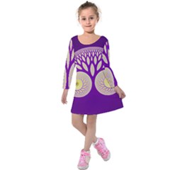 Glynnset Royal Purple Kids  Long Sleeve Velvet Dress