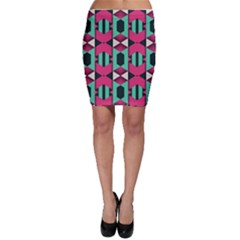 Green Pink Shapes                                 Bodycon Skirt by LalyLauraFLM