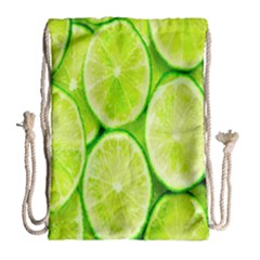 Green Lemon Slices Fruite Drawstring Bag (large)