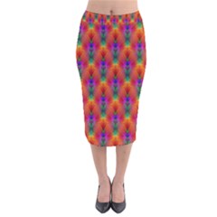 Apophysis Fractal Owl Neon Velvet Midi Pencil Skirt by Nexatart