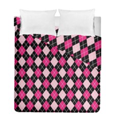 Argyle Pattern Pink Black Duvet Cover Double Side (full/ Double Size) by Nexatart