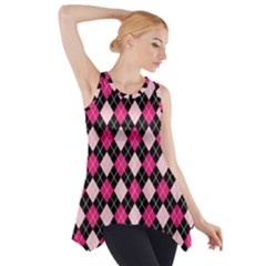 Argyle Pattern Pink Black Side Drop Tank Tunic by Nexatart