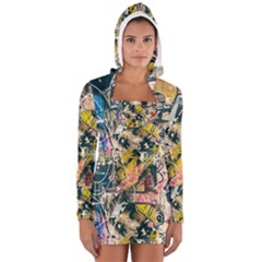 Art Graffiti Abstract Vintage Women s Long Sleeve Hooded T-shirt by Nexatart