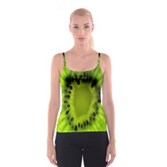 Kiwi Fruit Slices Cut Macro Green Spaghetti Strap Top by Alisyart