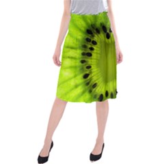 Kiwi Fruit Slices Cut Macro Green Midi Beach Skirt by Alisyart