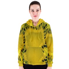 Kiwi Fruit Slices Cut Macro Green Yellow Women s Zipper Hoodie by Alisyart