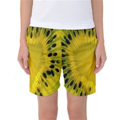 Kiwi Fruit Slices Cut Macro Green Yellow Women s Basketball Shorts by Alisyart