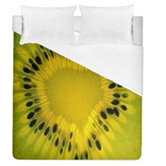 Kiwi Fruit Slices Cut Macro Green Yellow Duvet Cover (queen Size) by Alisyart