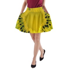 Kiwi Fruit Slices Cut Macro Green Yellow A-line Pocket Skirt