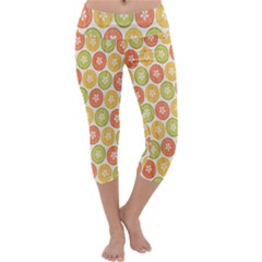 Lime Orange Fruit Slice Color Capri Yoga Leggings