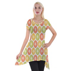 Lime Orange Fruit Slice Color Short Sleeve Side Drop Tunic by Alisyart