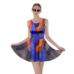 Low Poly Figures Circles Surface Orange Blue Grey Triangle Skater Dress by Alisyart