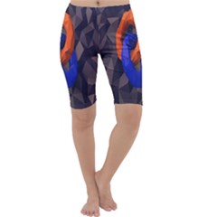 Low Poly Figures Circles Surface Orange Blue Grey Triangle Cropped Leggings  by Alisyart