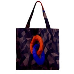 Low Poly Figures Circles Surface Orange Blue Grey Triangle Zipper Grocery Tote Bag by Alisyart