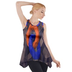 Low Poly Figures Circles Surface Orange Blue Grey Triangle Side Drop Tank Tunic