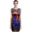 Low Poly Figures Circles Surface Orange Blue Grey Triangle Classic Sleeveless Midi Dress View1