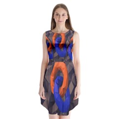 Low Poly Figures Circles Surface Orange Blue Grey Triangle Sleeveless Chiffon Dress   by Alisyart